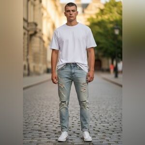 (PACSUN) Distressed Light Blue Jeans